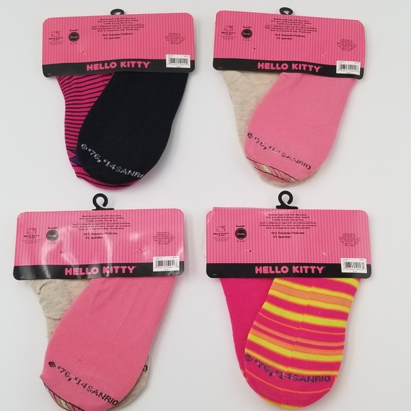 Lot of 4- Hello Kitty Women's Slipper Socks 2 Pair Packs. (Shoe Size 4-10) New - Picture 2 of 13